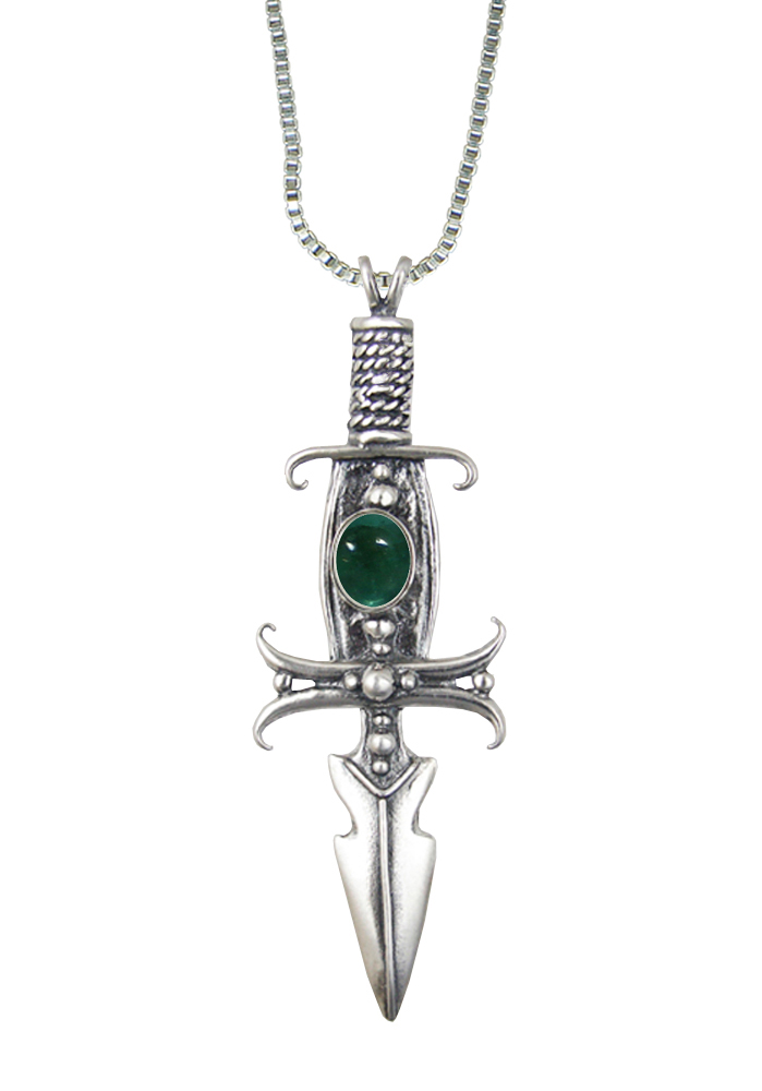 Sterling Silver Deathmaker Knife Dagger Pendant With Fluorite